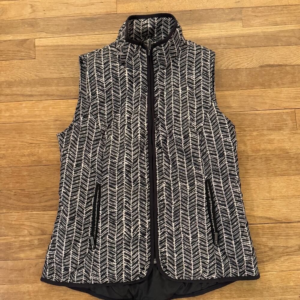 Lands' End black white full zip jacket vest size small
 b13